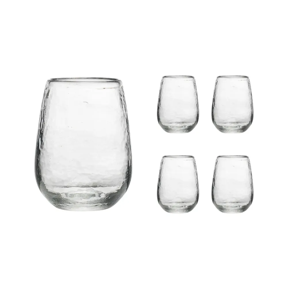 Hammered Stemless Glass, Set 4