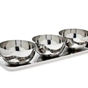 Hammered Tray & 3 Round Bowls