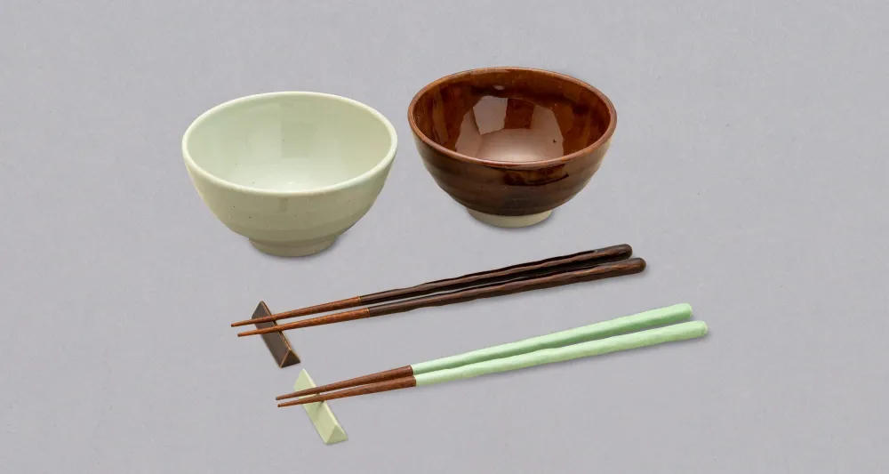 KURABI Mino set zdjelica i štapić za jelo – japanska keramika Yusai