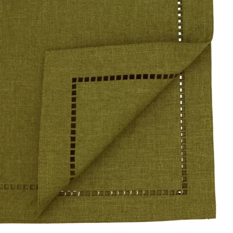 Laser-Cut Hemstitch Runner Green 14"x72"