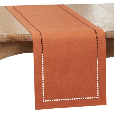 Laser-Cut Hemstitch Runner 14" x 72" - Rust