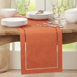 Laser-Cut Hemstitch Runner 14" x 72" - Rust