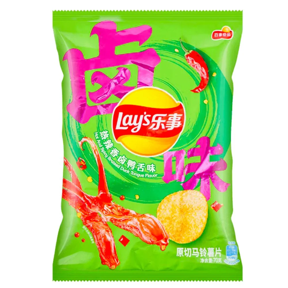 Lay’s Hot and Spicy Braised Duck Tongue Flavor, čips s okusom jezika patke od 70g