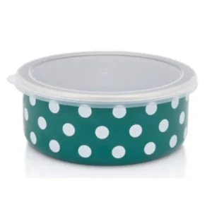 Metalac GREEN WHITE DOT food storage container 16cm/1.3lit
