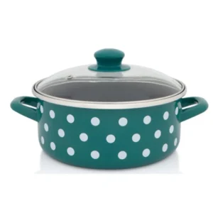 Metalac GREEN WHITE DOT shallow pot 20cm/2.75lit
