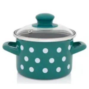 Metalac GREEN WHITE DOT shallow pot 16cm/1.5lit