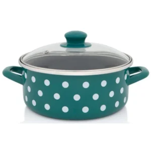 Metalac GREEN WHITE DOT shallow pot 24cm/4.75lit