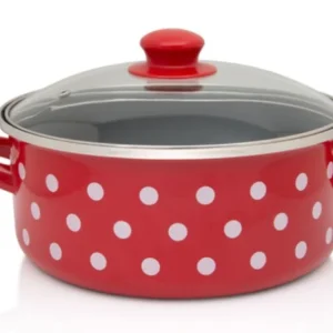 Metalac WHITE DOTS shallow pot 20cm/2.75l