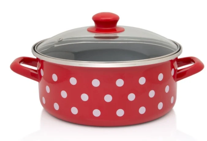 Metalac WHITE DOTS shallow pot 20cm/2.75l