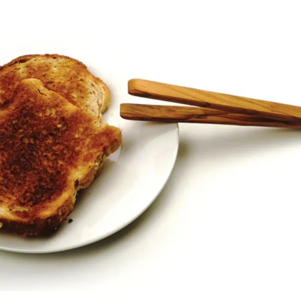 Olive Wood Toast Tongs