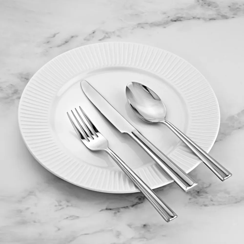 Plait Mirrored 18/0 Stainless Steel 20 Piece Flatware Set, Service 4