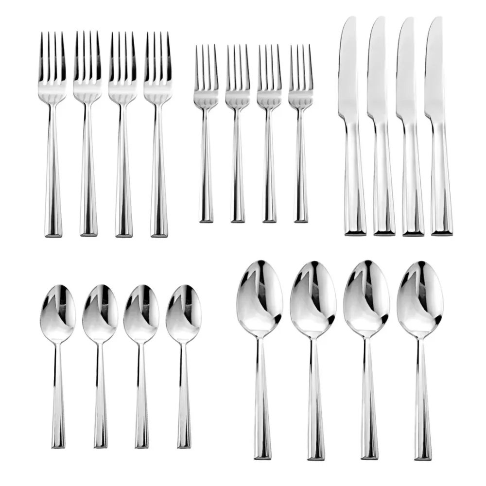 Plait Mirrored 18/0 Stainless Steel 20 Piece Flatware Set, Service 4