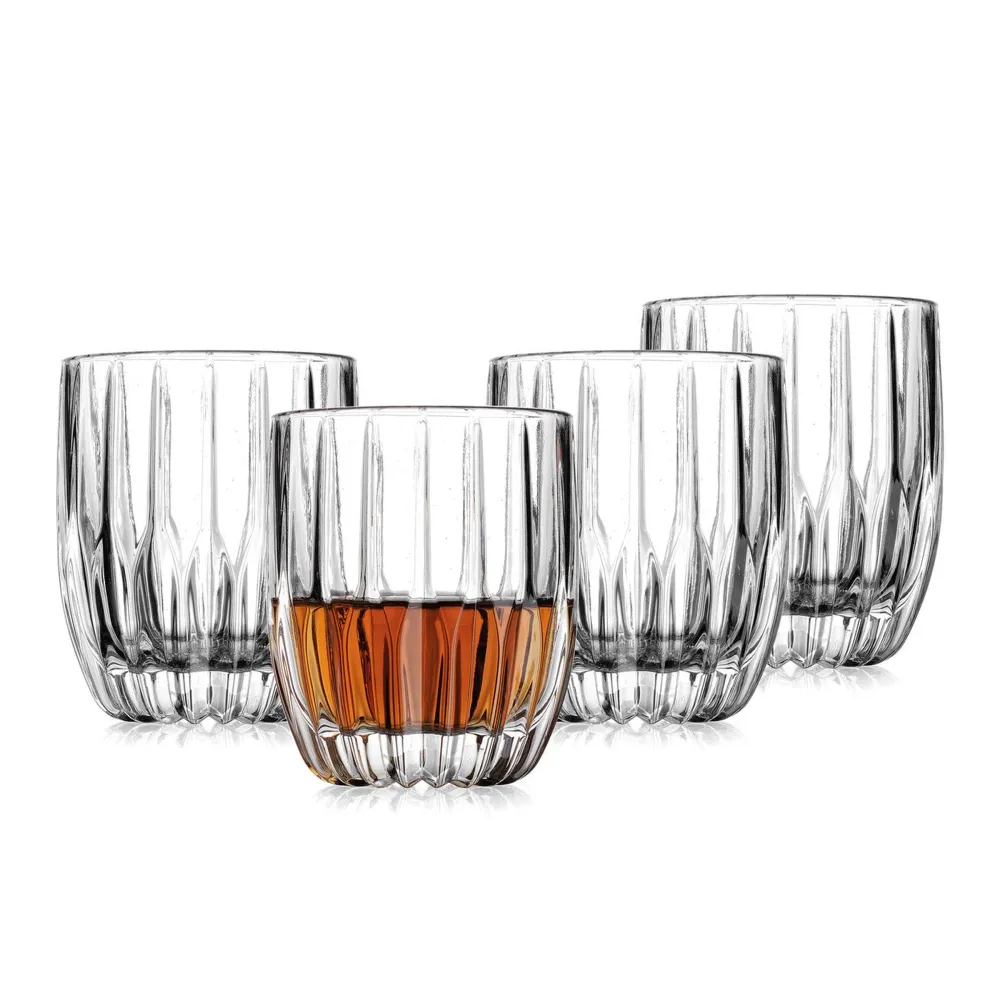 Pleat Double Old Fashion Glass, Set 4
