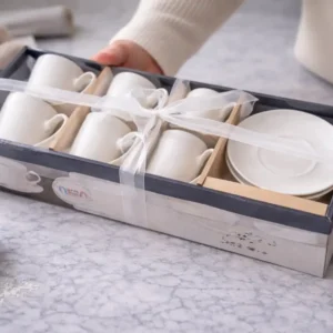 ☕ Poklon set šalica s tanjurićima – Bone 6/1