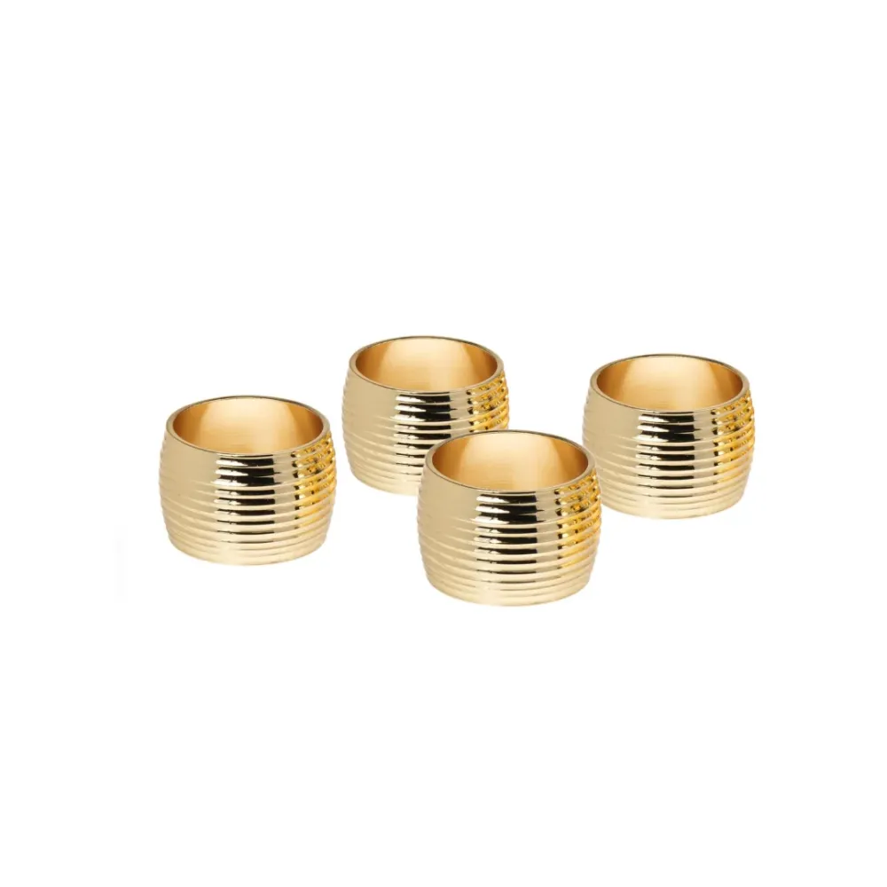 Ribbed Gold Napkin Ring - Set 4