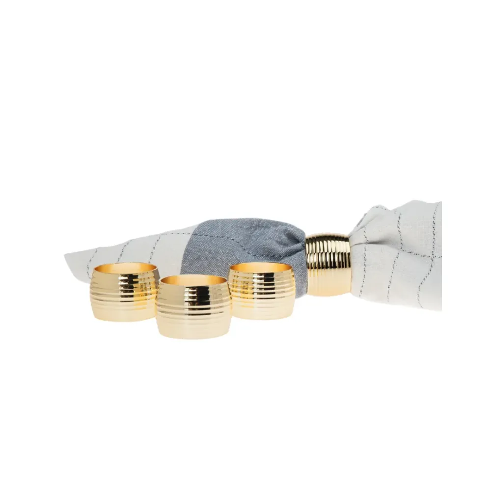Ribbed Gold Napkin Ring - Set 4