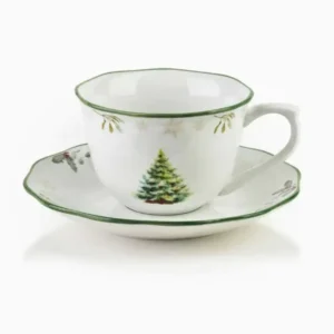 🎄 SANTA LILA šalica s tanjurićem 220 ml – porculan s božićnim motivom