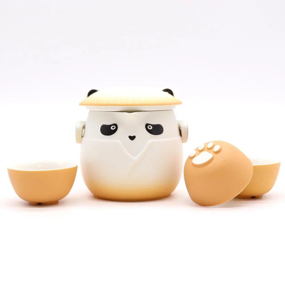 Set čajnika s 3 šalice Narančasti Panda