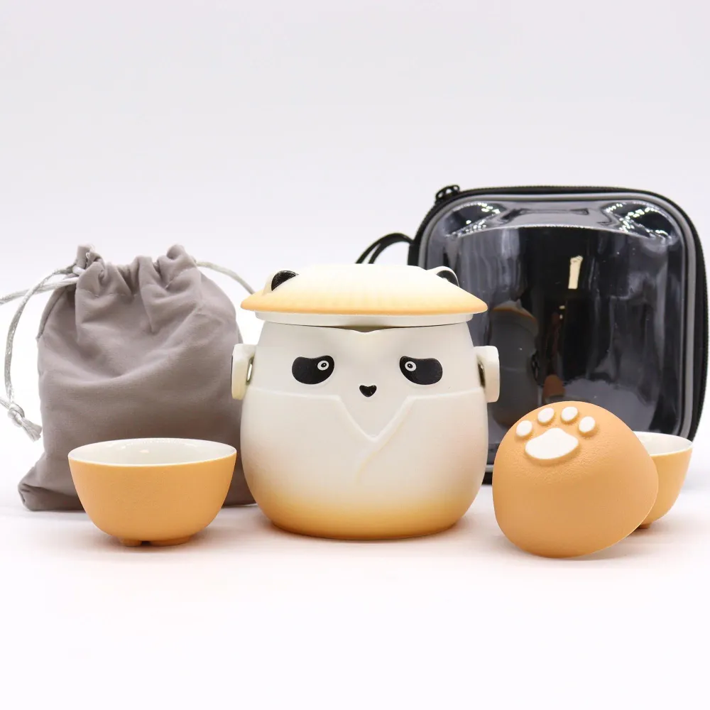 Set čajnika s 3 šalice Narančasti Panda
