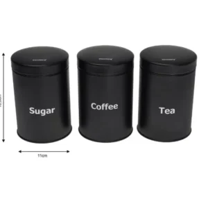 🖤 Set metalnih posuda Klausberg – Coffee / Tea / Sugar (3 kom)