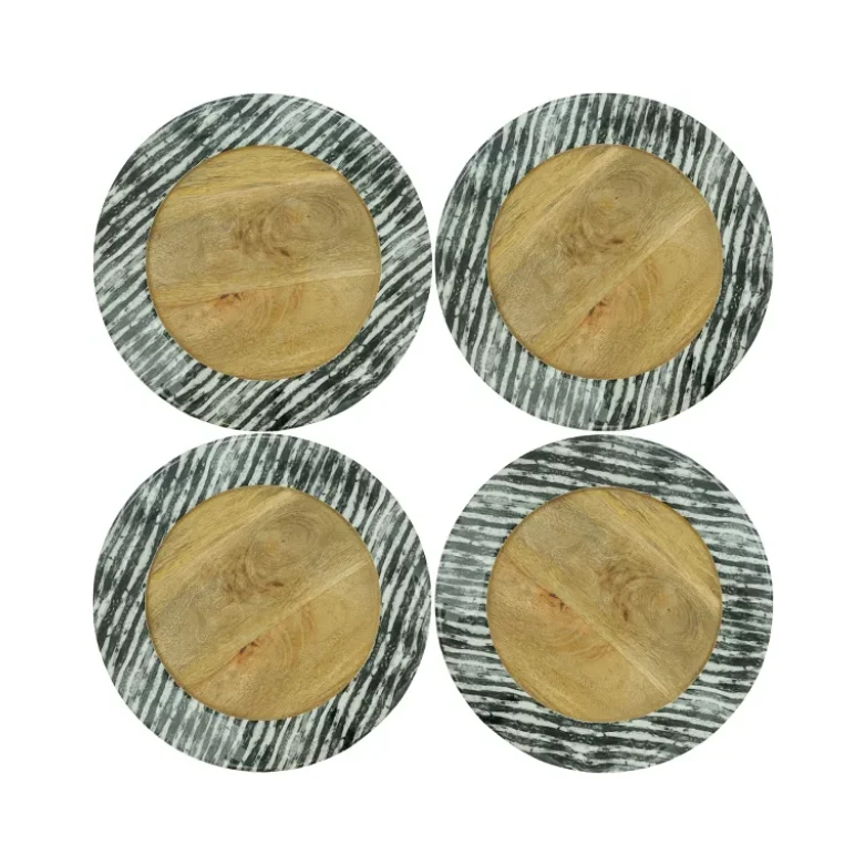 Striped Rim Charger Set 4