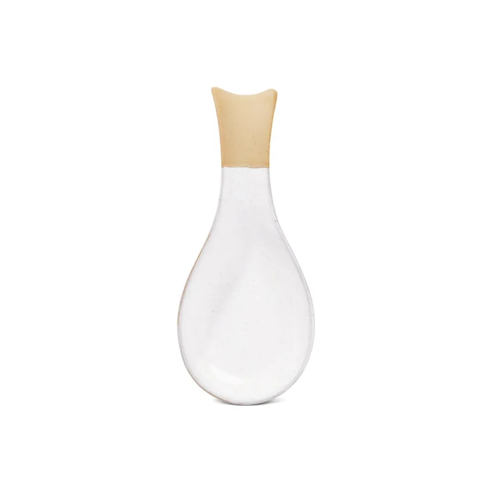 10" Terracotta Spoon Rest - Reactive White Speckle