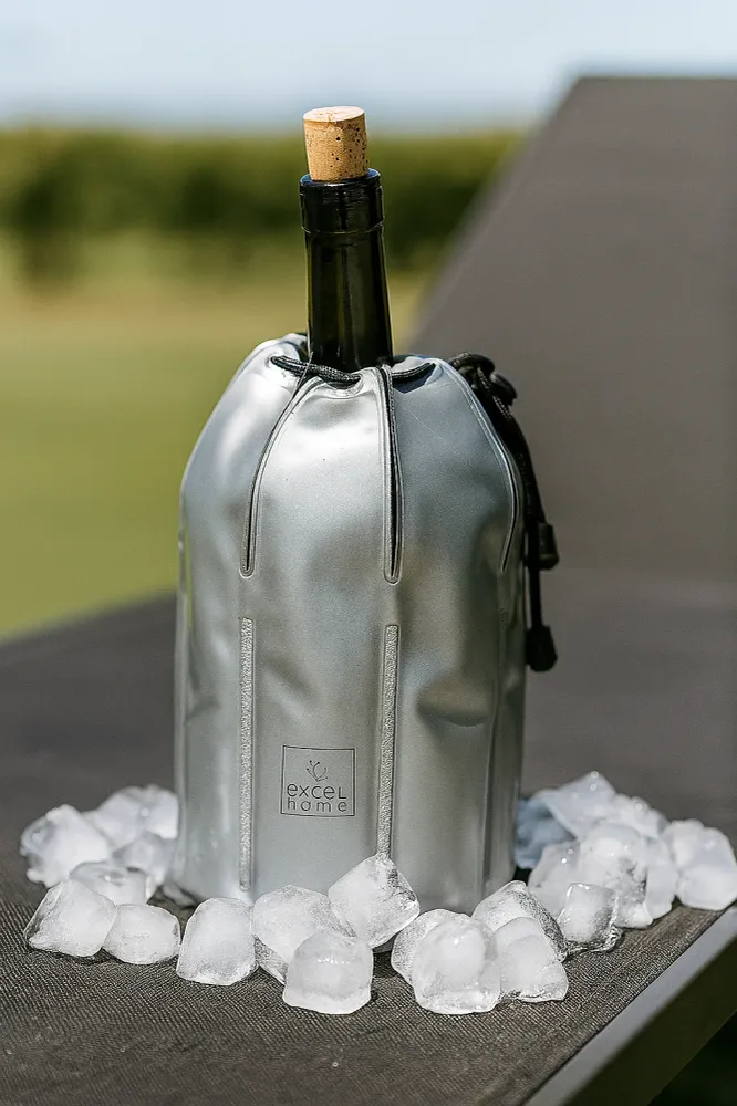 Vrećica za hlađenje vina – siva PVC termo torbica Ø11 × 21,5 cm