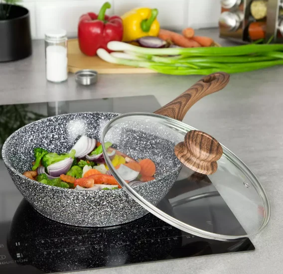 Wok tava s poklopcem - 24 cm - Grey Marble
