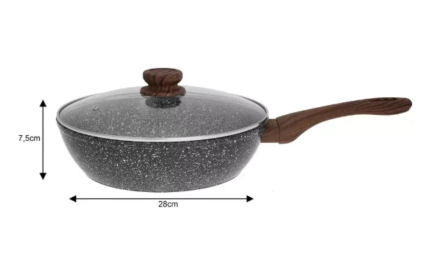 Wok tava s poklopcem - 24 cm - Grey Marble