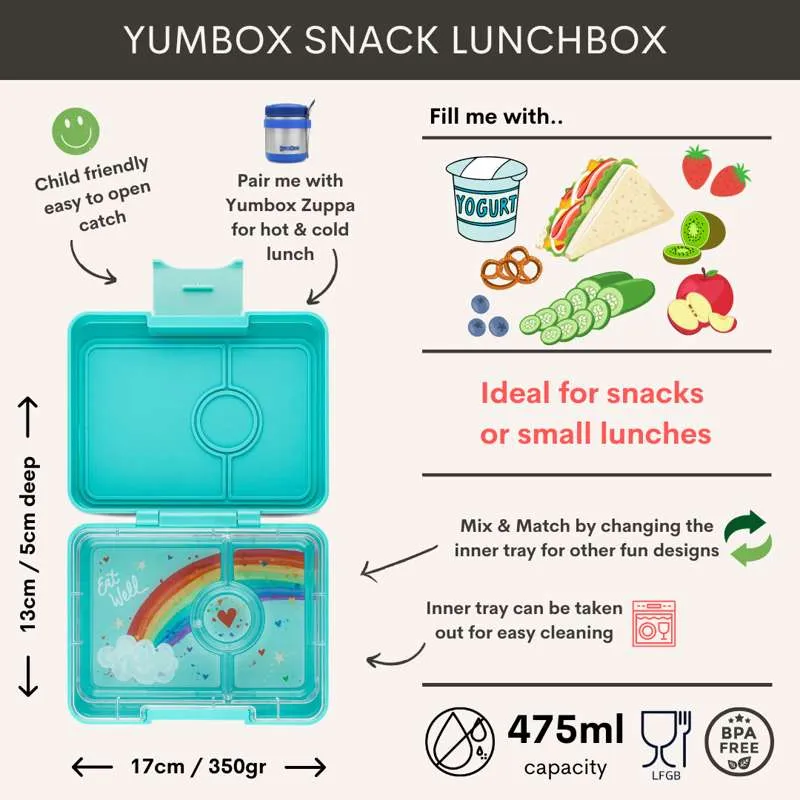 Yumbox Kutija za užinu - Minisnack - 3 odjeljka - Surf plava/Dinosaur