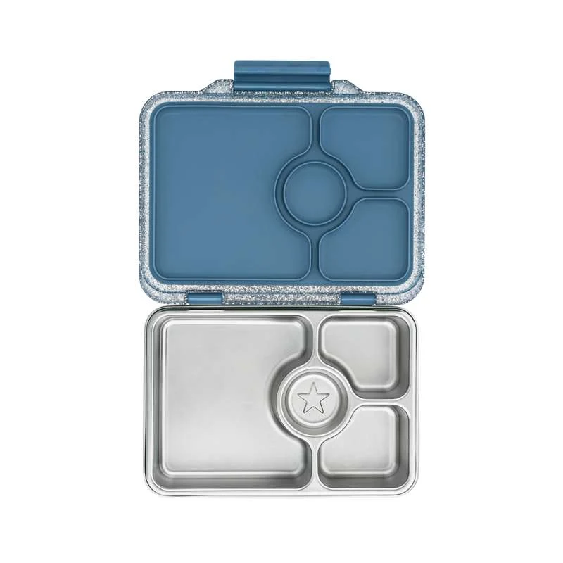 Yumbox Kutija za užinu - Presto nehrđajući čelik - 4 odjeljka - Paris Blue Glitter