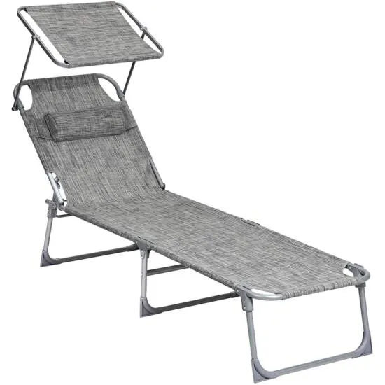 Sklopiva ležaljka s tendom 53x193x29,5 cm, nosivost do 150 kg, svijetlo siva