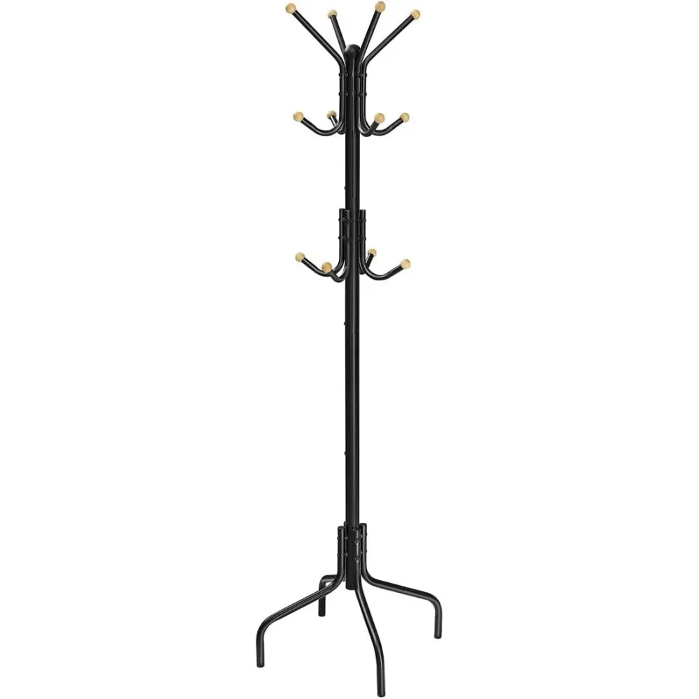 Stalak za odjeću, metalni s 12 kuka, 55 x 55 x 180 cm, crni