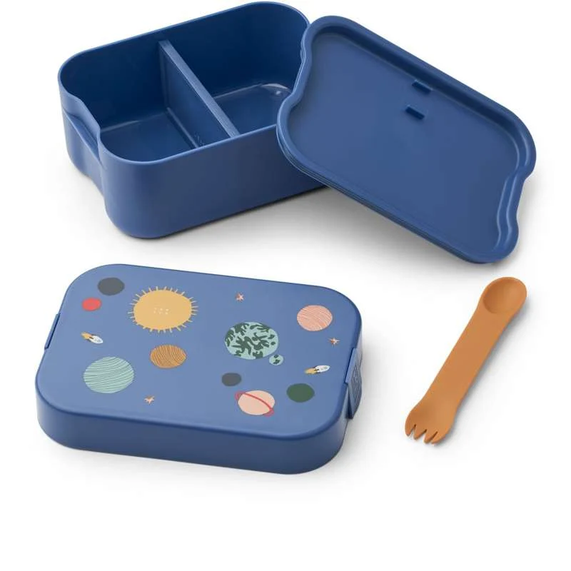 Liewood Kamil Lunchbox - Universe/Classic Navy Frosted Plastic