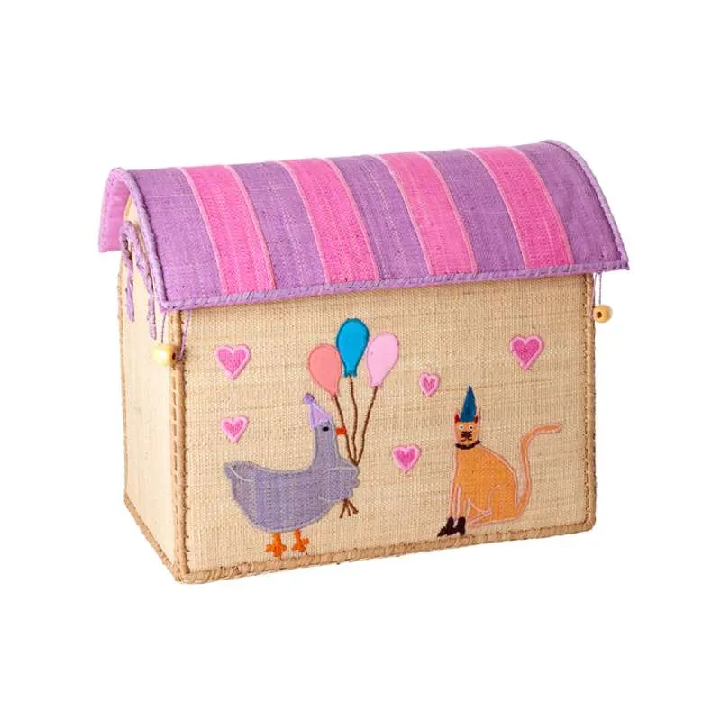 RICE Raffia skladišna kuć - Party Animal - Svijetlo ružičasta - Mala