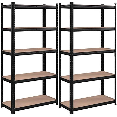 Set od 2 metalne police na 5 razina, nosivosti 875kg ,40 x 90 x 180 cm, crne