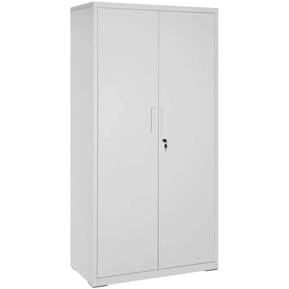 Čelični ormar s 2 vrata, 5 podesivih polica, bravom, 80 x 180 x 40 cm, mat sivi