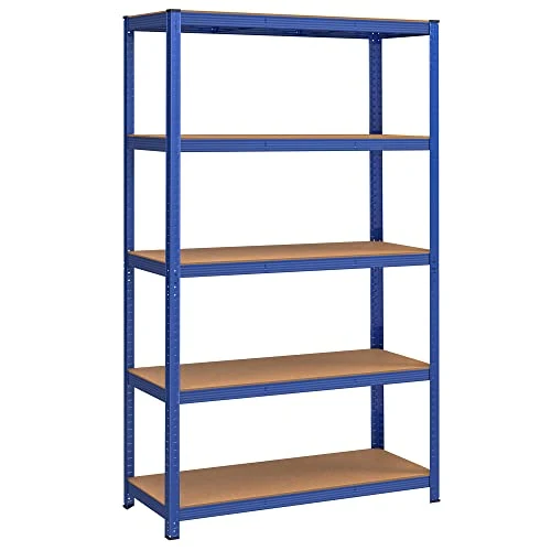 Metalna polica na 5 razina, 60 x 120 x 200 cm, nosivost 750 kg, plave boje