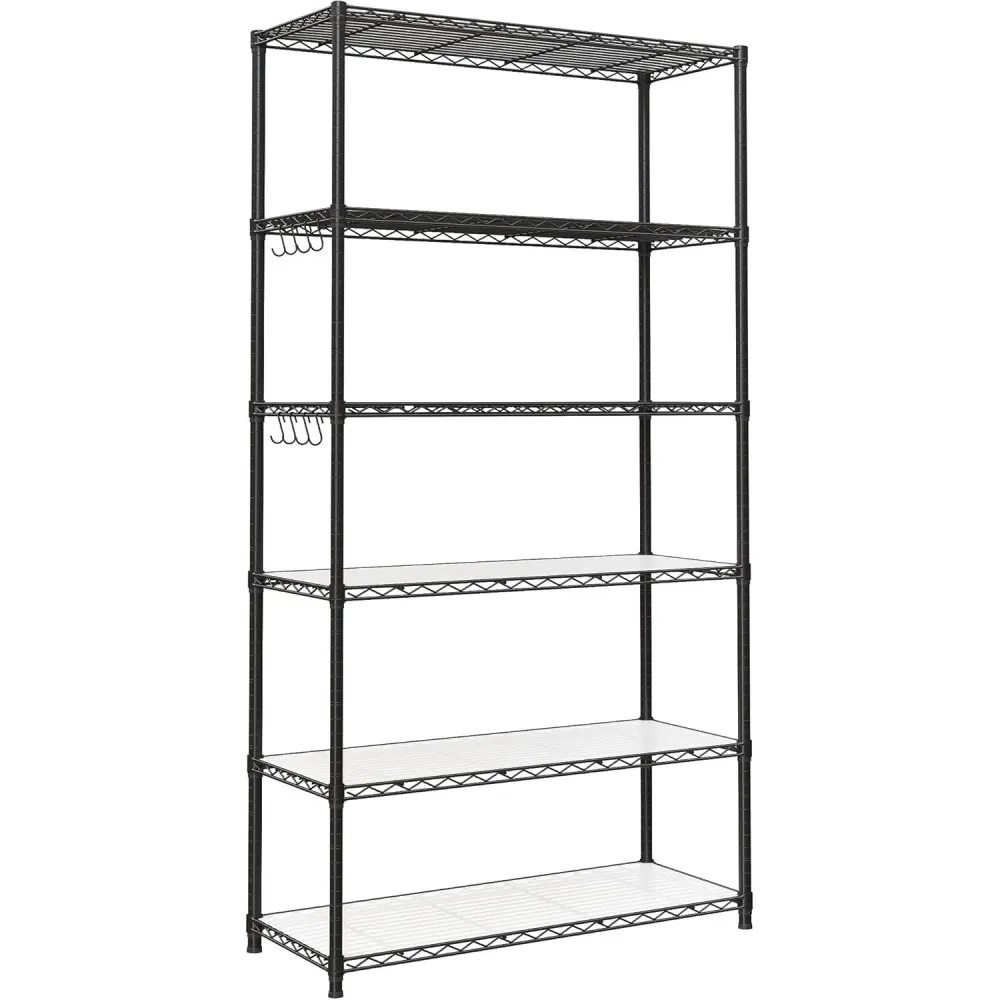 Metalna polica na 6 razina, podesive visine, 90 x 35 x 177 cm, crna