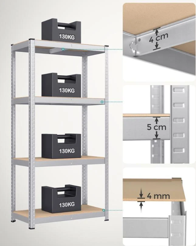 Set od 2 čelične police nosivosti od po 130kg, 160x80x40cm, srebrne | SONGMICS