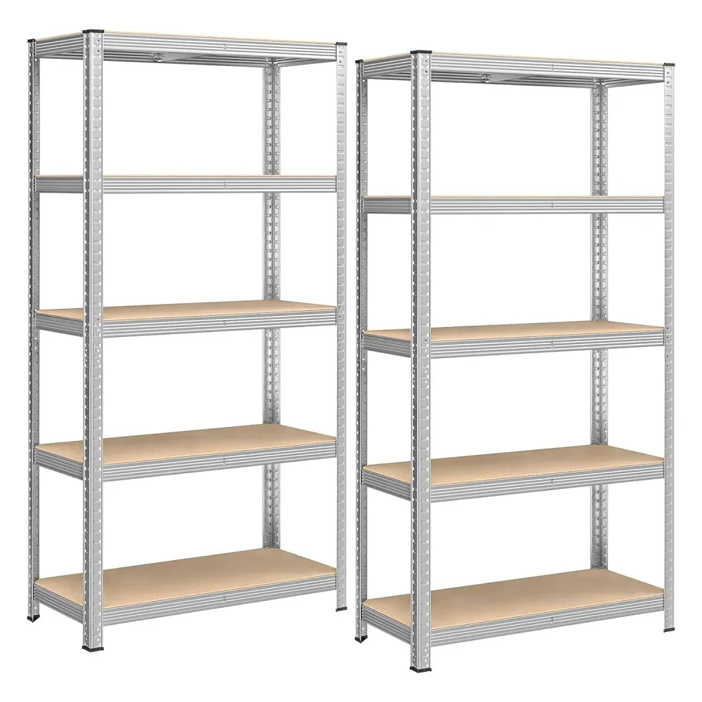 Set od 2 metalna regala za odlaganje na 5 razina, 180 x 90 x 40 cm, srebrna