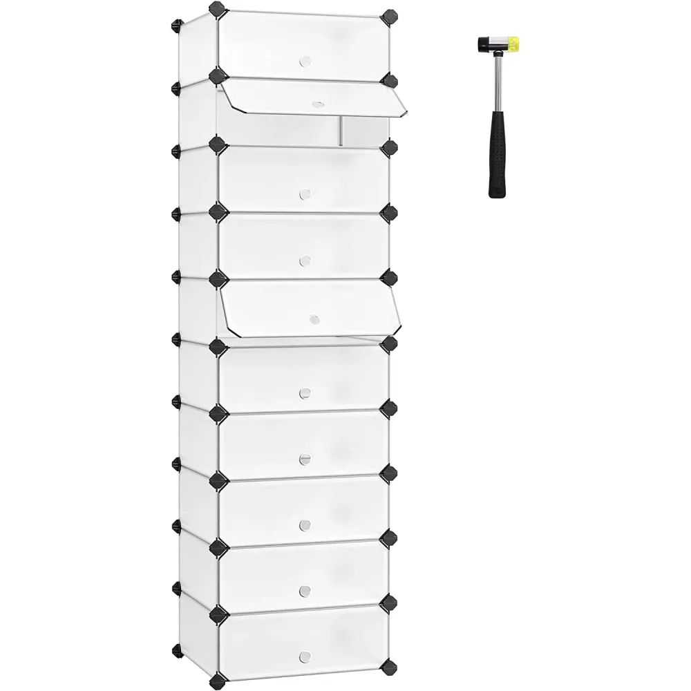 Modularni, plastični stalak za cipele s 10 pretinaca, svaki pretinac 40x30x17cm, bijeli