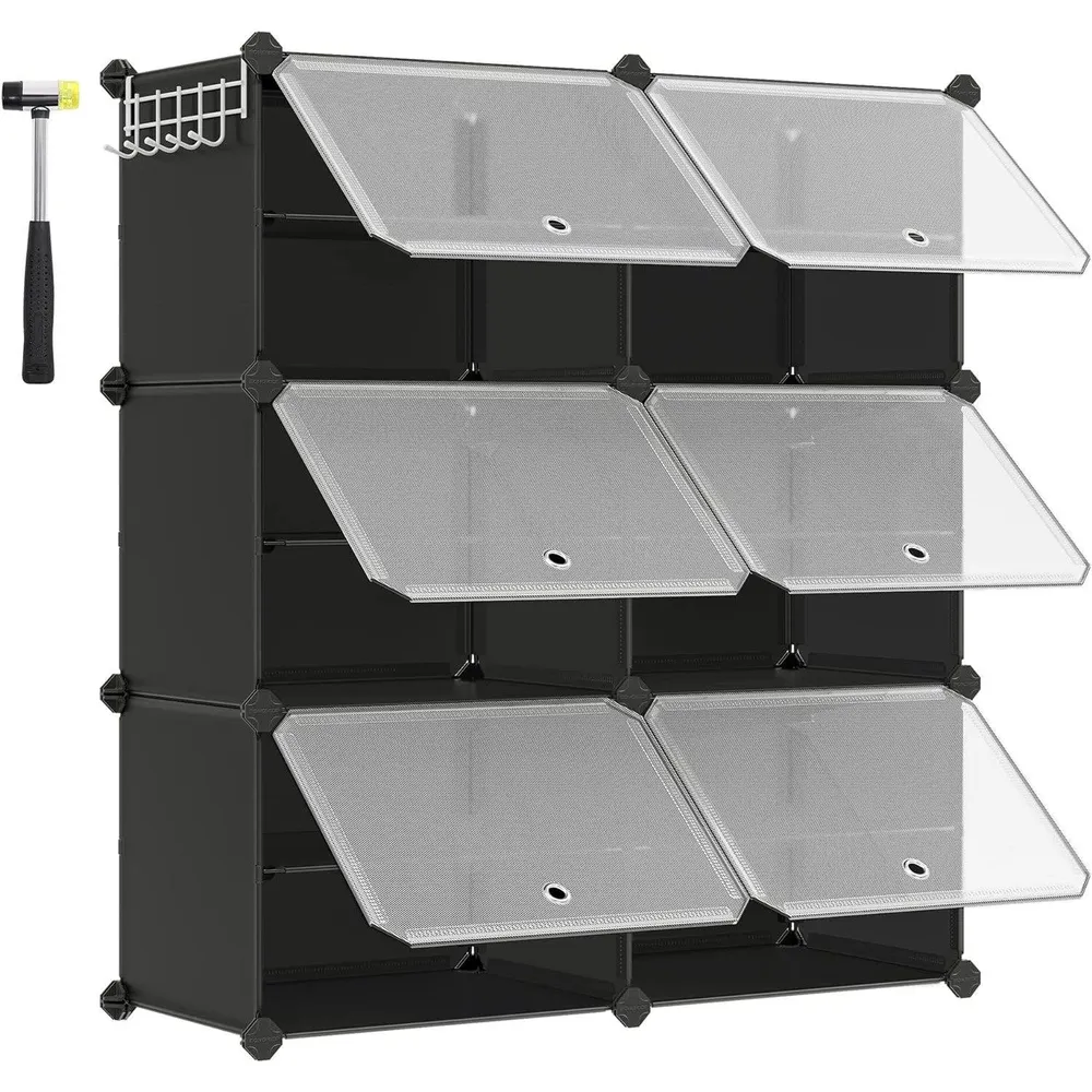 Modularni, stalak za cipele s 6 pretinaca, svaki pretinac 30x40x30cm, crni