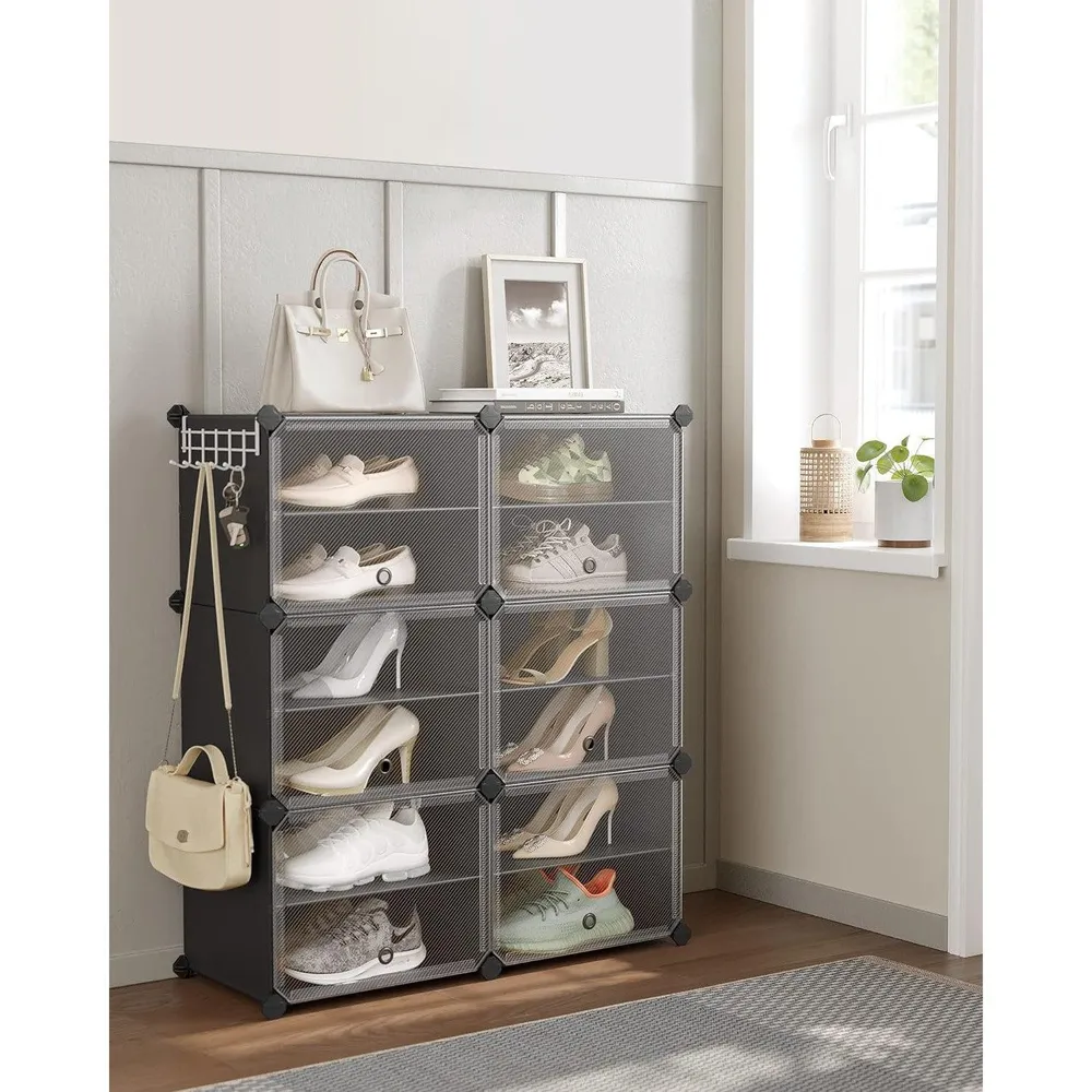 Modularni, stalak za cipele s 6 pretinaca, svaki pretinac 30x40x30cm, crni