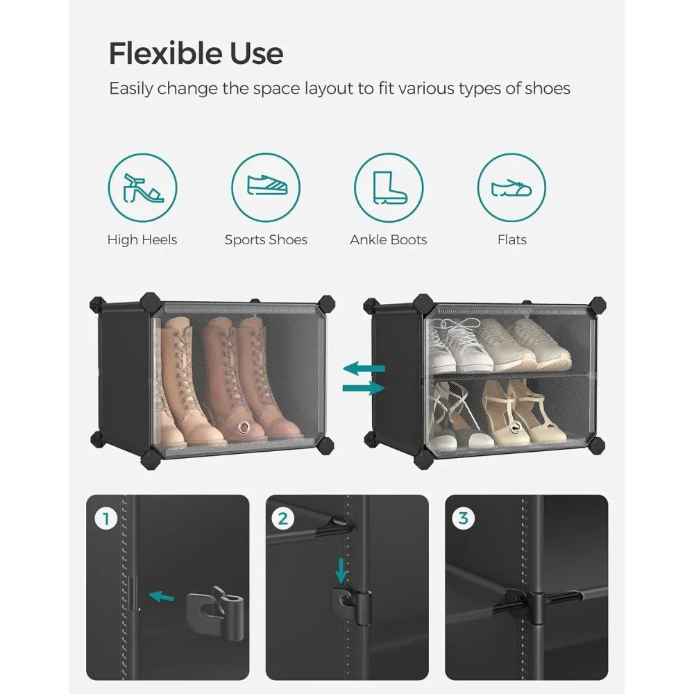 Modularni, stalak za cipele s 6 pretinaca, svaki pretinac 30x40x30cm, crni