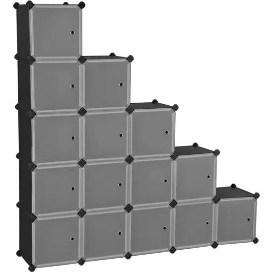 Modularni sustav za pohranu, stalak za cipele s 15 pretinaca, prozirno-crni