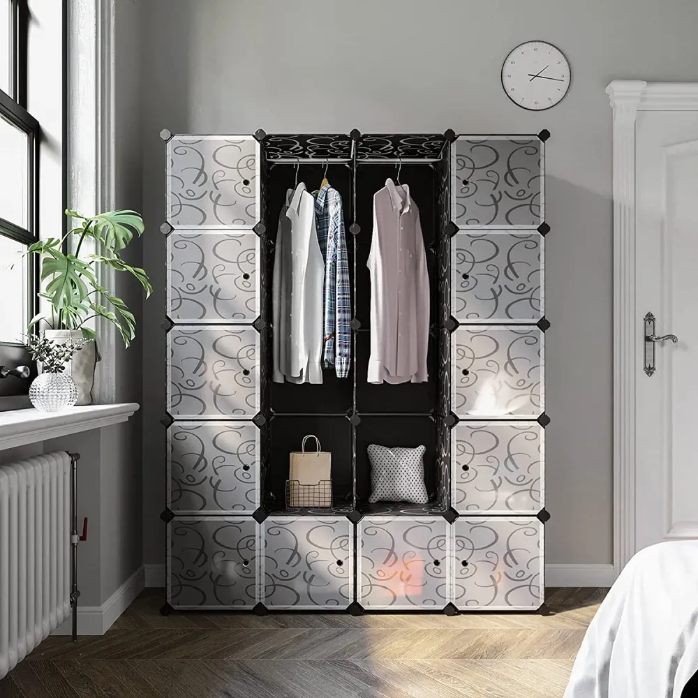 Ormar s 2 šipke za odjeću, modularni kombinirani ormar, 143 x 36 x 178 cm