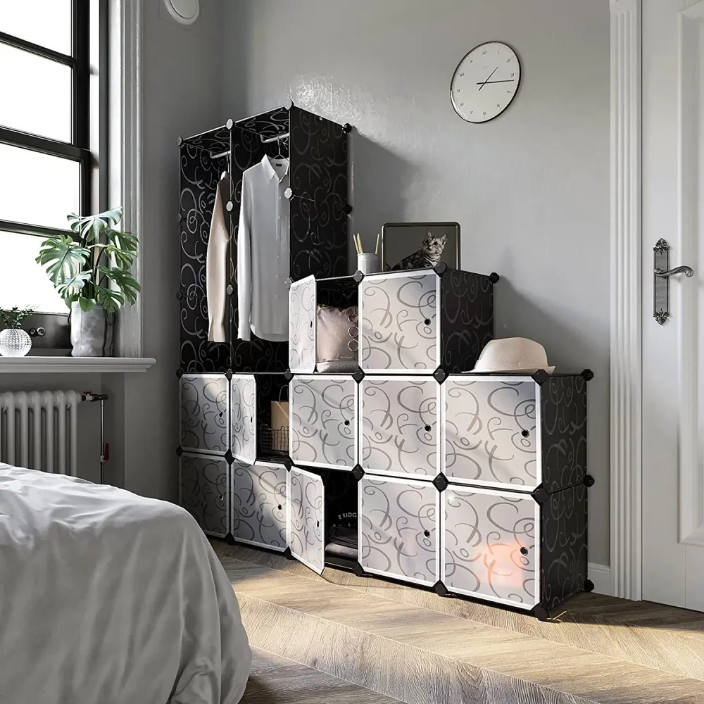 Ormar s 2 šipke za odjeću, modularni kombinirani ormar, 143 x 36 x 178 cm