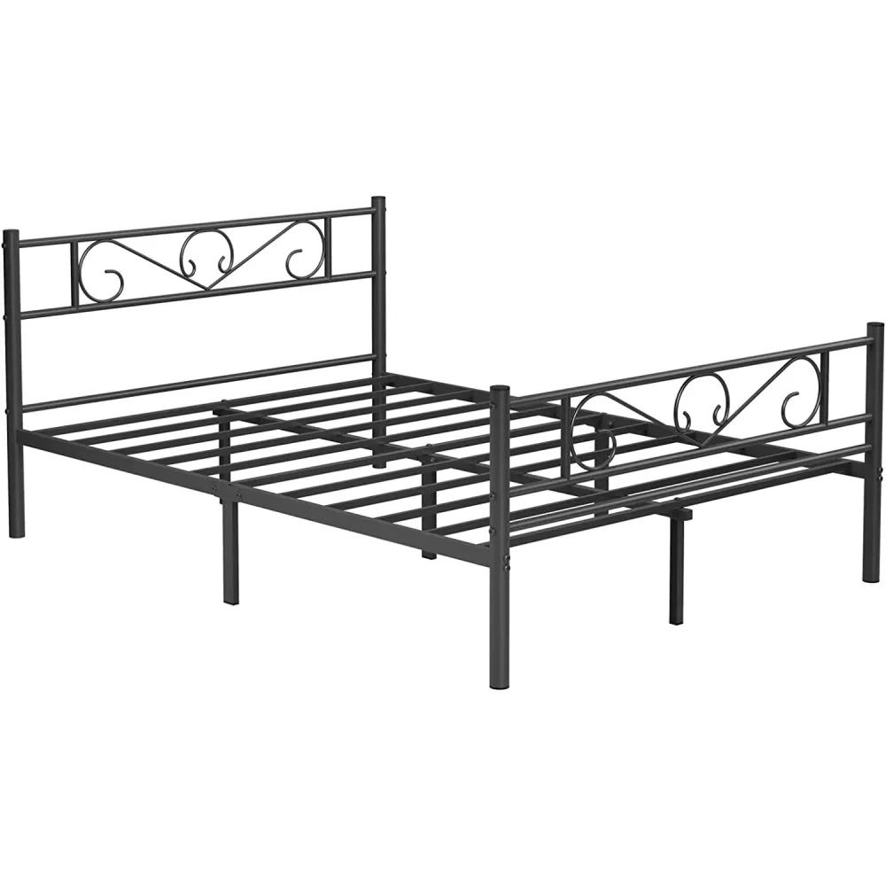 Metalni okvir za bračni krevet dimenzija 198 x 86,4 x 141,8 cm, crni