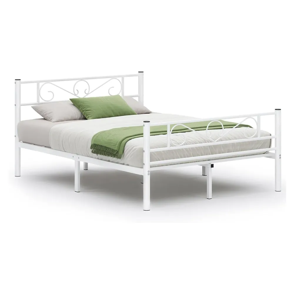 Okvir za krevet 140 x 190 cm, bračni krevet od metala, bijela boja